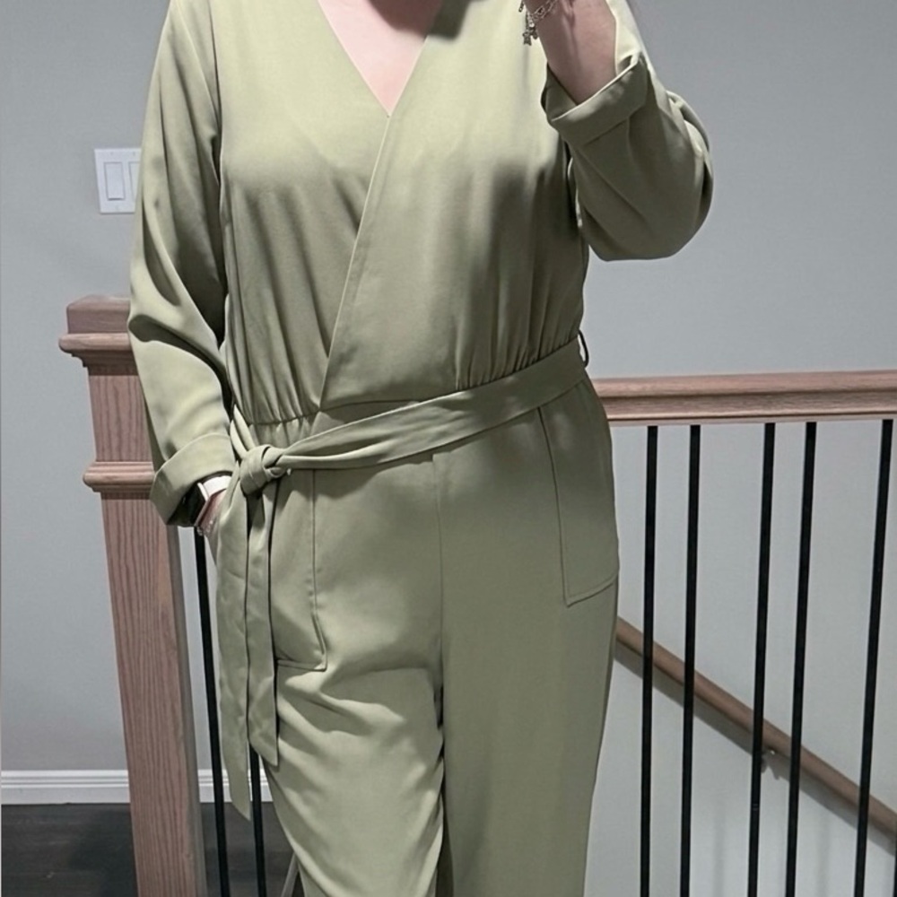 Elizabeth and James Olive Green Wide-Leg Jumpsuit